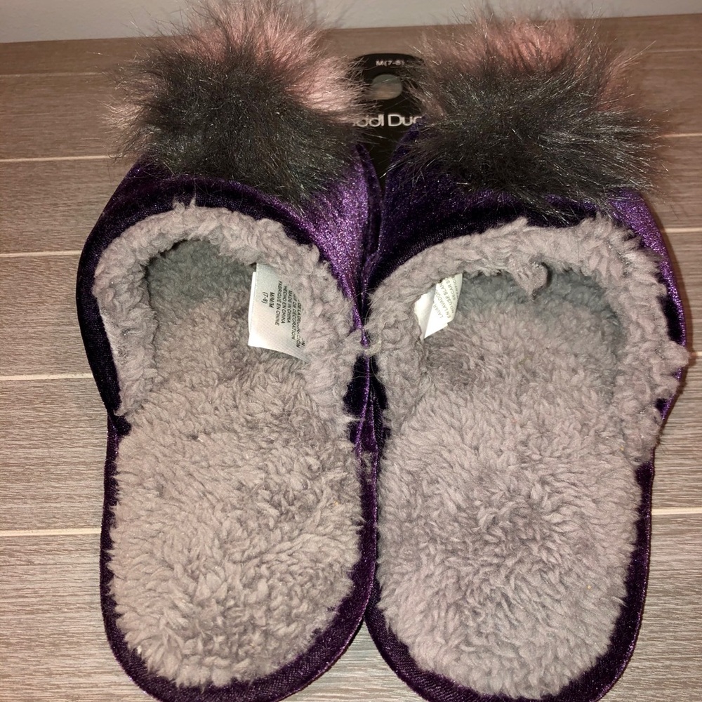 Cuddle Duds Plush Slippers Purple Pink Medium 7 8 - Picture 2 of 5